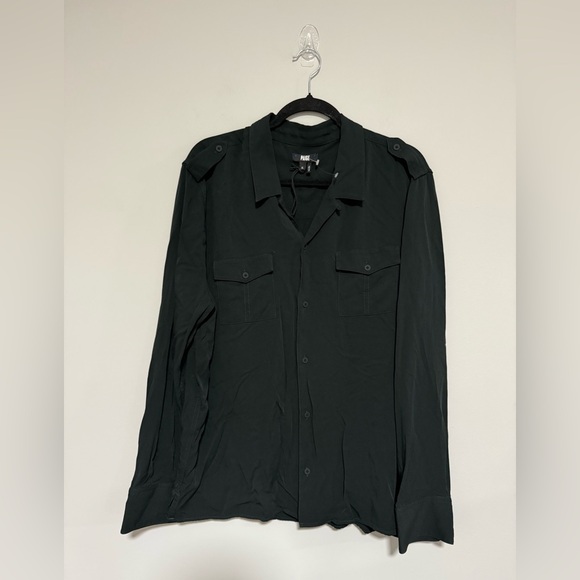 PAIGE Black Double Pocket Button Up Long Sleeve Shirt Size XL NWOT - Picture 1 of 8